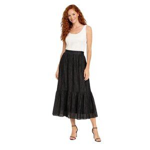 New Princess Highway Black 8 Tiered Maxi Skirt Sparkle Polyester Lightweight